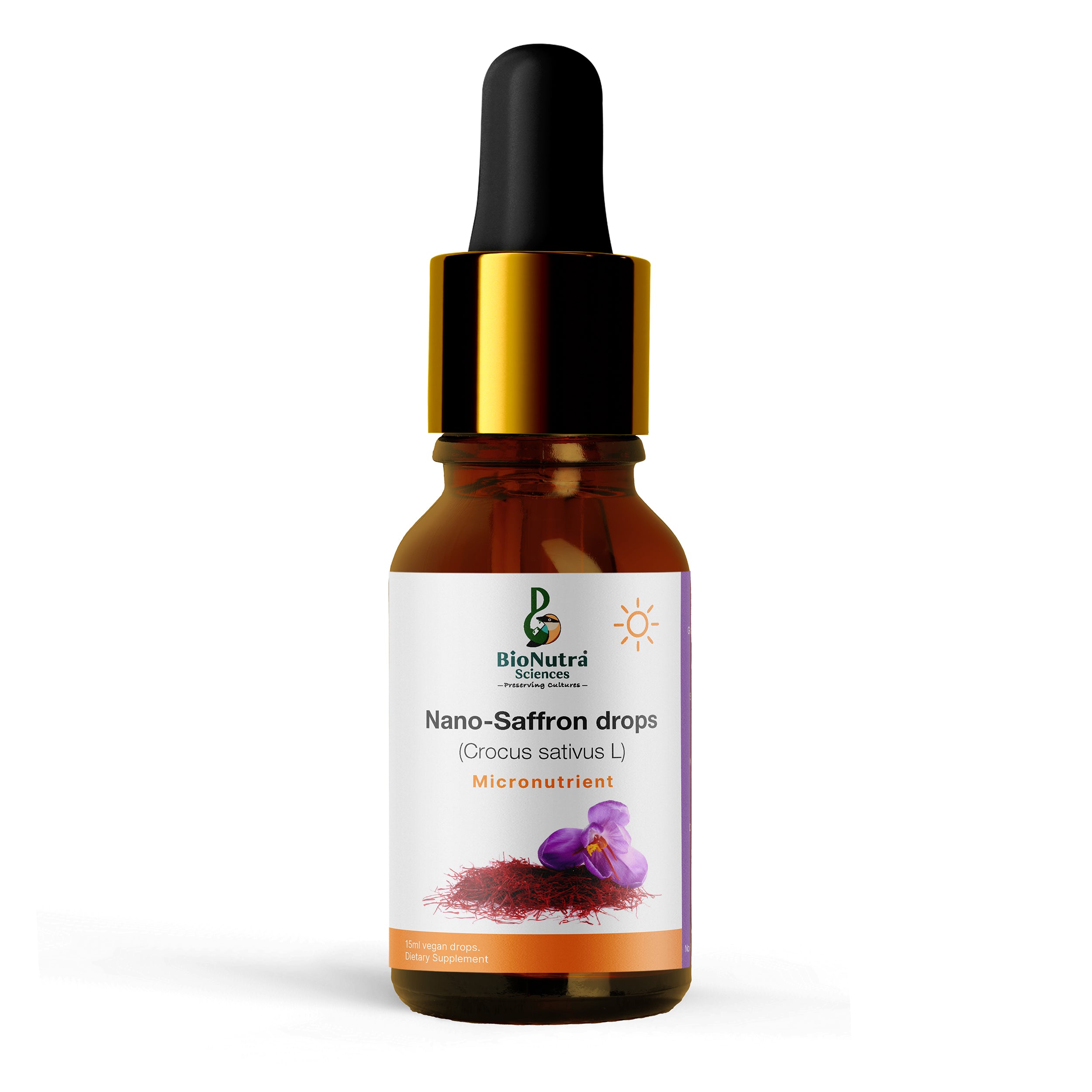 Advanced nano Saffron strands liquid micronutrient  drops, strong, dietary supplement, vegan-Vegetarian