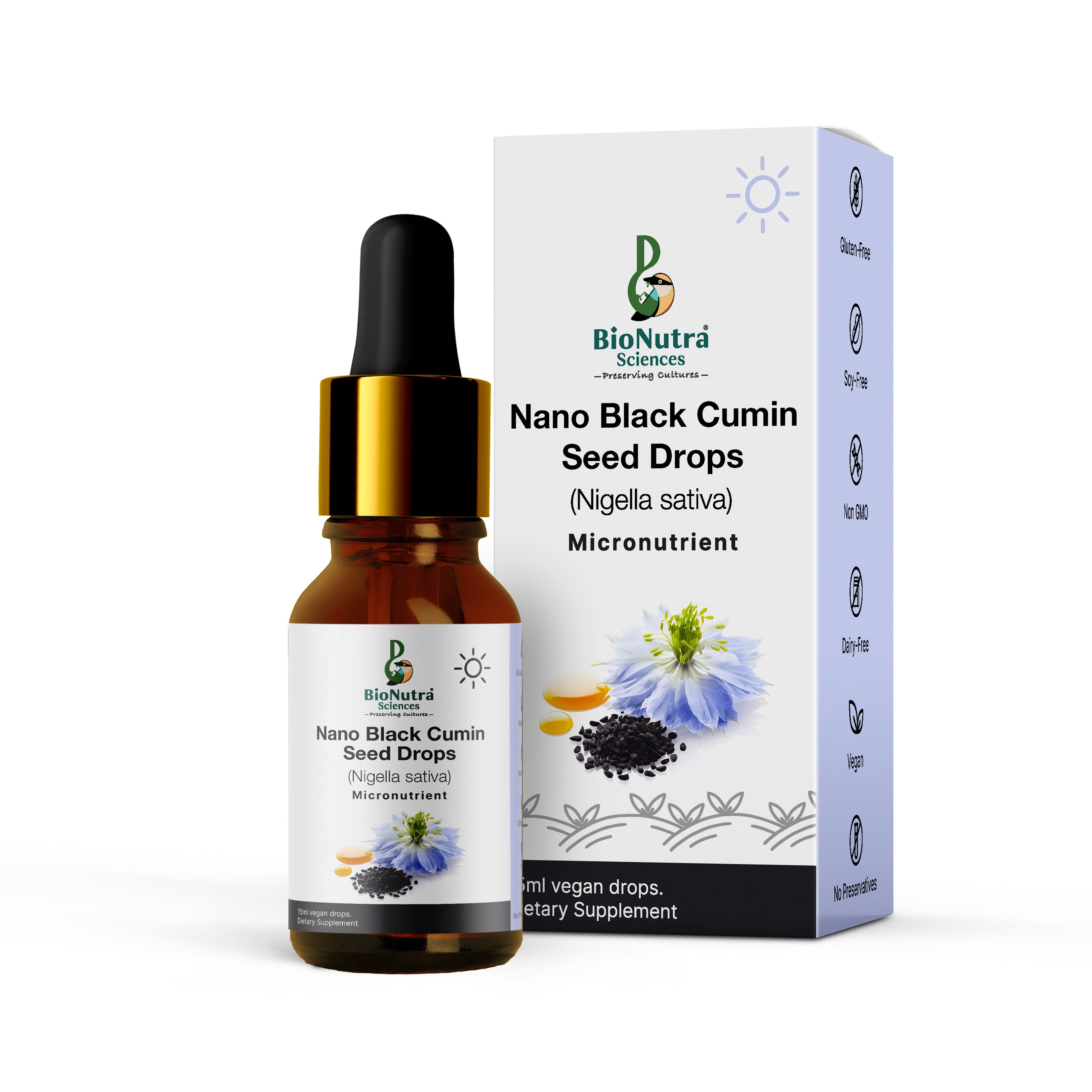 Nano Black Cumin seed drops-vegan- Vegetarian, micronutrient drops, dietary supplement