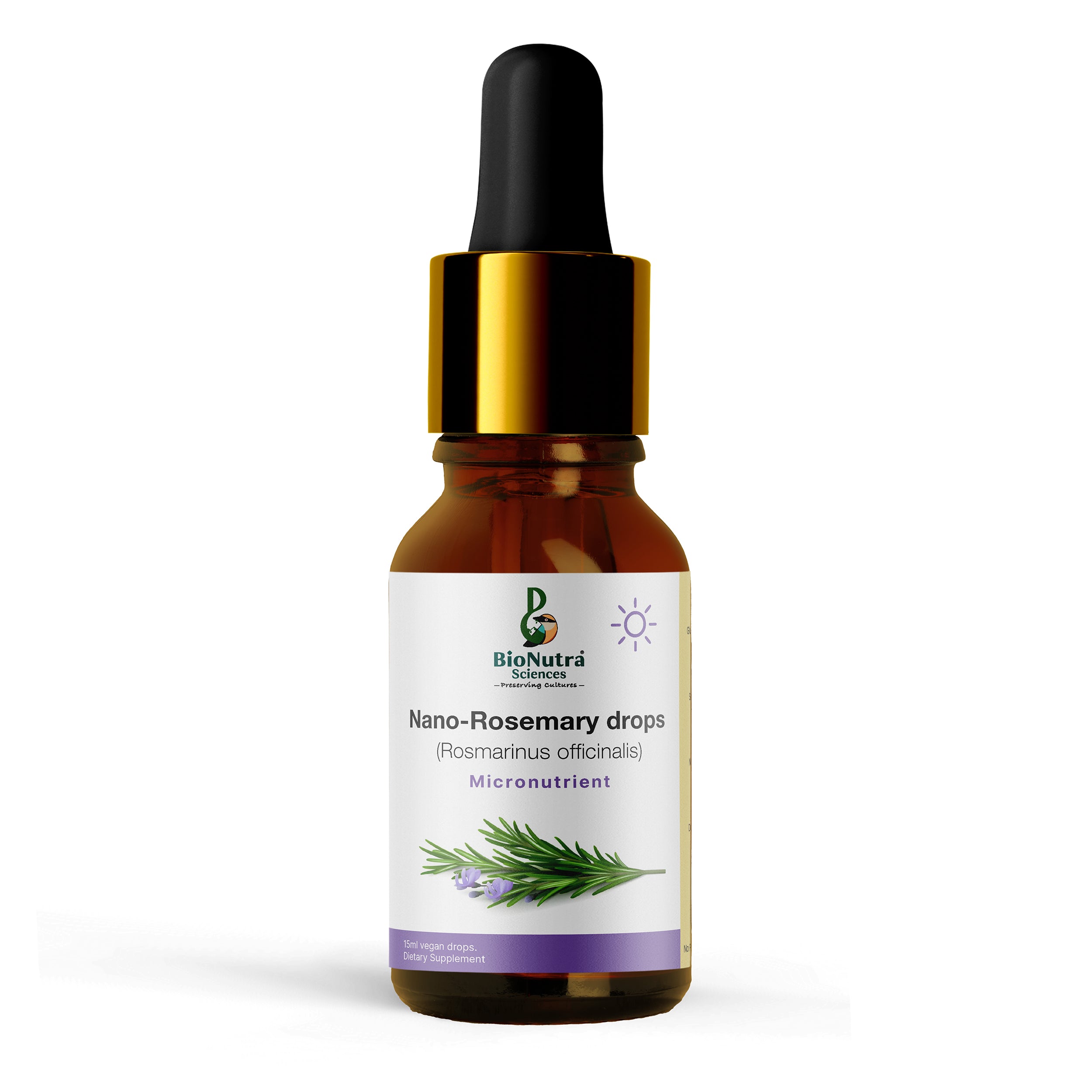 Nano Rosemary leaf extract drops, micronutrient, vegan- vegetarian liquid drops, dietary supplement