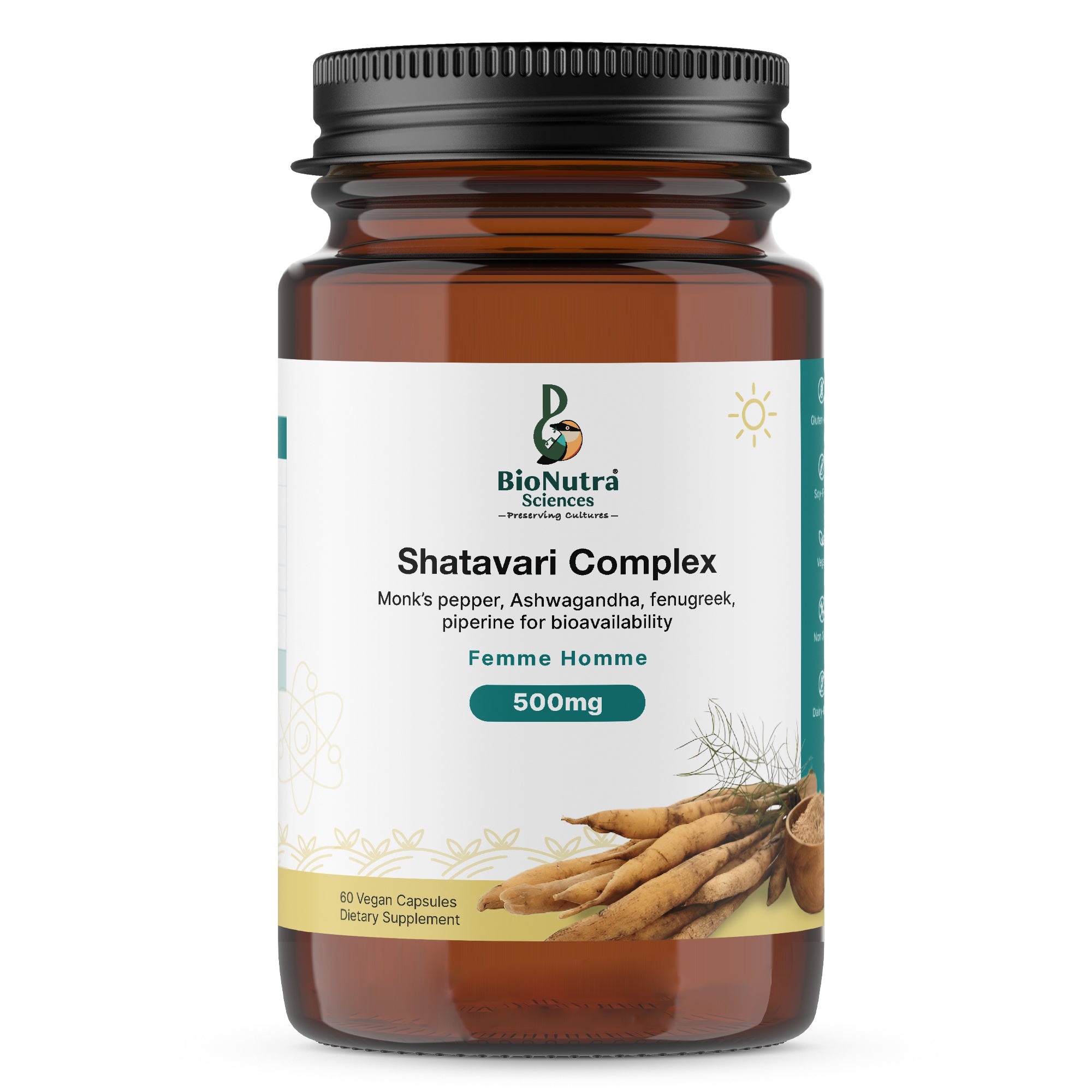 Advanced Shatavari complex with Monk's pepper, Ashwagandha, Fenugreek, piperine for digestion & bioavailability