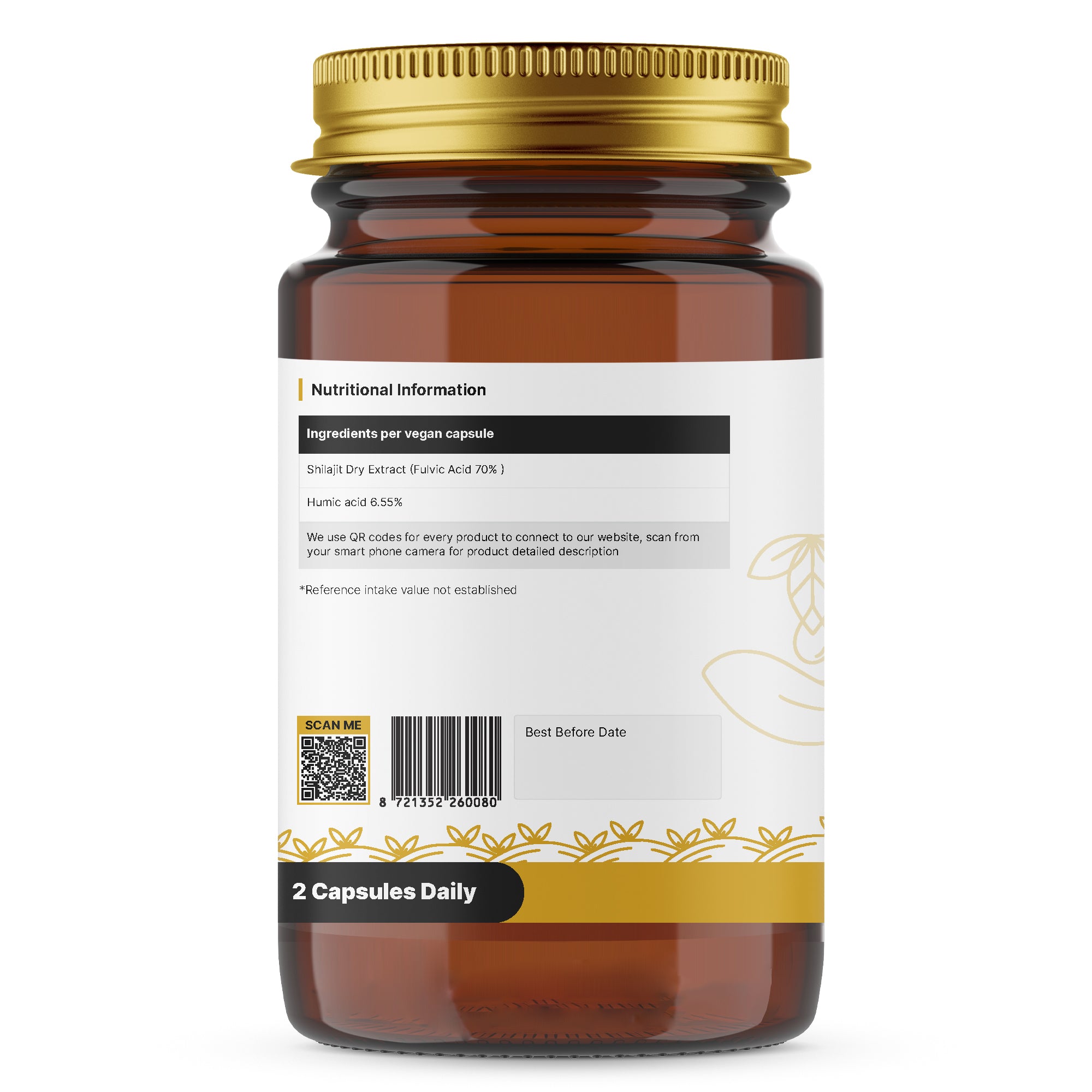 Himalayan Shilajit / Asphaltum extracts,  400mg vegetarian- vegan capsules with Fulvic Acid 70% and Humic acid 6.55%