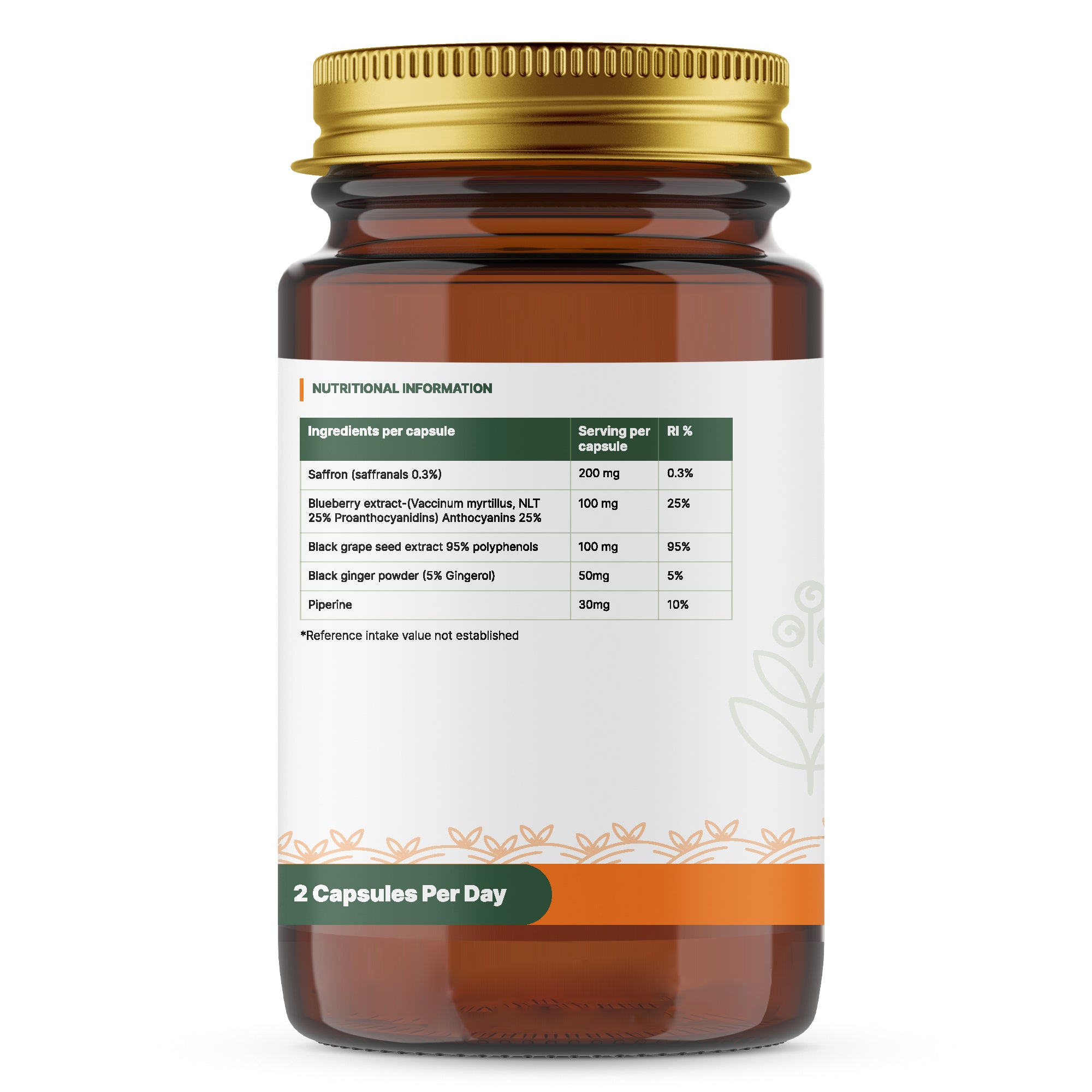 Advanced Saffron, Blue berry, Grapeseed extract - Vegetarian-Vegan Capsules, Dietary supplement