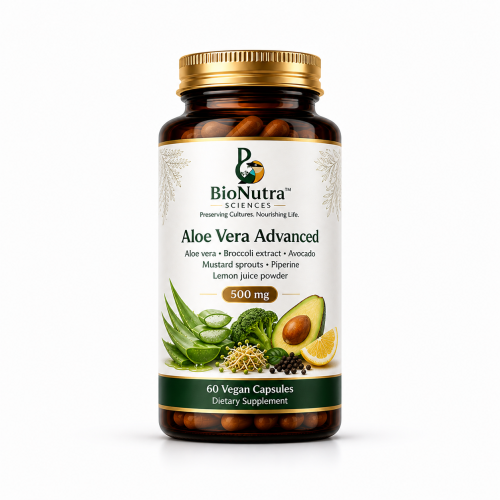 Aloe Vera, Mustard Green, Avocado,Broccoli extracts-Advanced vegan/ vegetarian dietary supplement, skincare vitamins, minerals-60 capsules