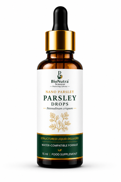 Nano Parsley seed micronutrient extracts drops, rich in vitamin K2, nutrition drops, vegan- vegetarian, dietary/ food supplement, bioavailable active micro nutrient, nutrition drops-15ml
