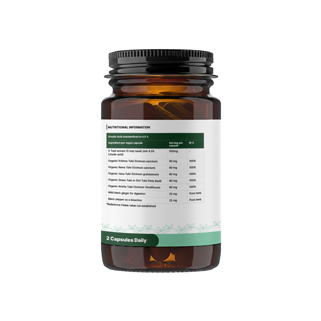 Panch Tulsi / five Holy Basil 500mg, 60 veg capsules